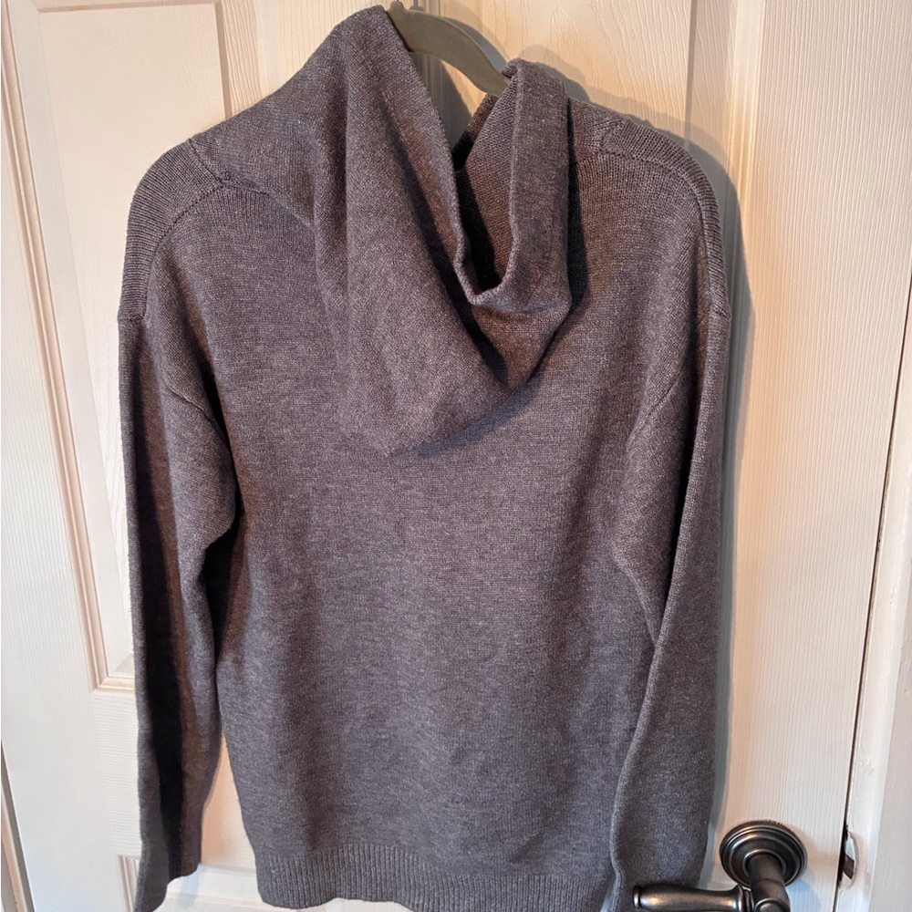 Charcoal Gray Knit Hooded Pullover